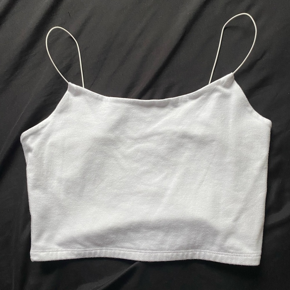 White Spaghetti Strap Crop Tank Top